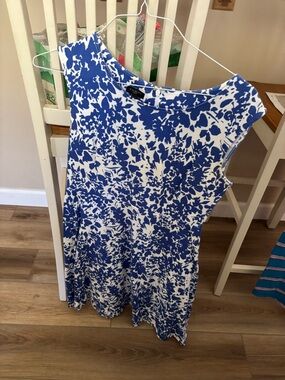 Talbots Blue and White Floral Print Mini Dress
